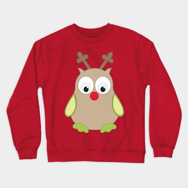 Cute Owl Reindeer Crewneck Sweatshirt by painteddreamsdesigns